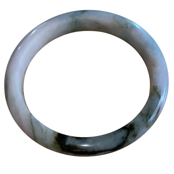 Jadeite Stone Bangle Bracelet White & Green Grade A